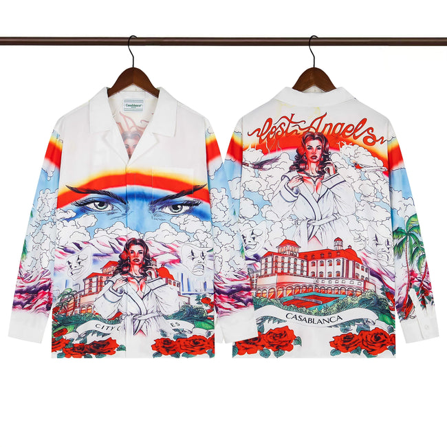 Casablanca Angelic Portrait & Villa Silk-Style Shirt - Multi Hover Image