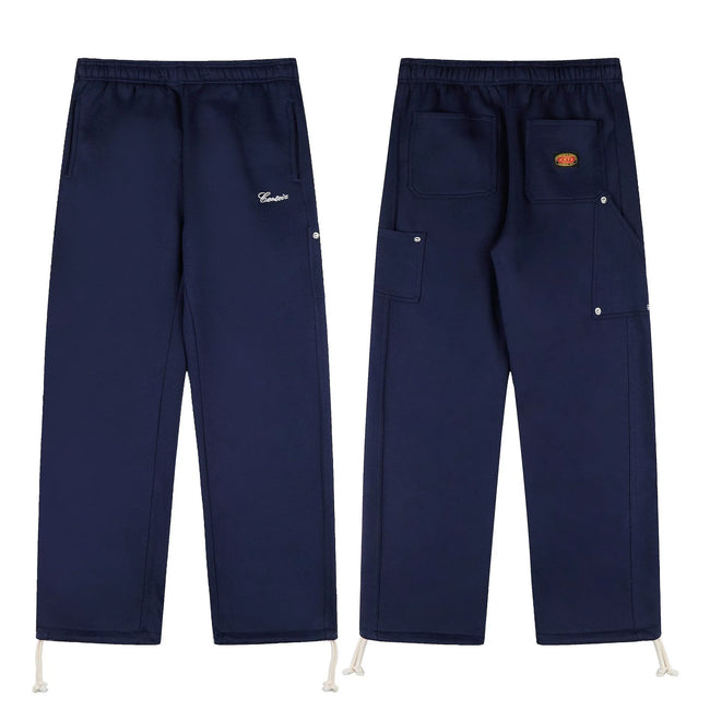 Navy Blue Utility Straight-Leg Pants | Minimalist Streetwear Cargo Pants with Functional Details Hover Image