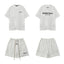 Fog Essentials Off‑White Letter Print Matching Set Oversized T‑Shirt & Elastic Shorts Casual Streetwear 2‑Piece Suit