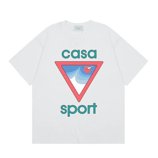 Casablanca Sport Red Triangle Horizon T-Shirt - White Hover Image