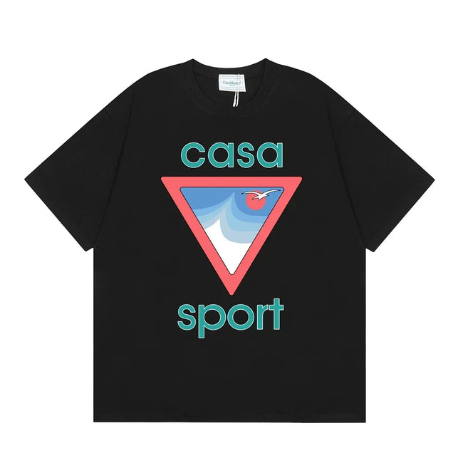 Casablanca Sport Red Triangle Horizon T-Shirt - Black Hover Image