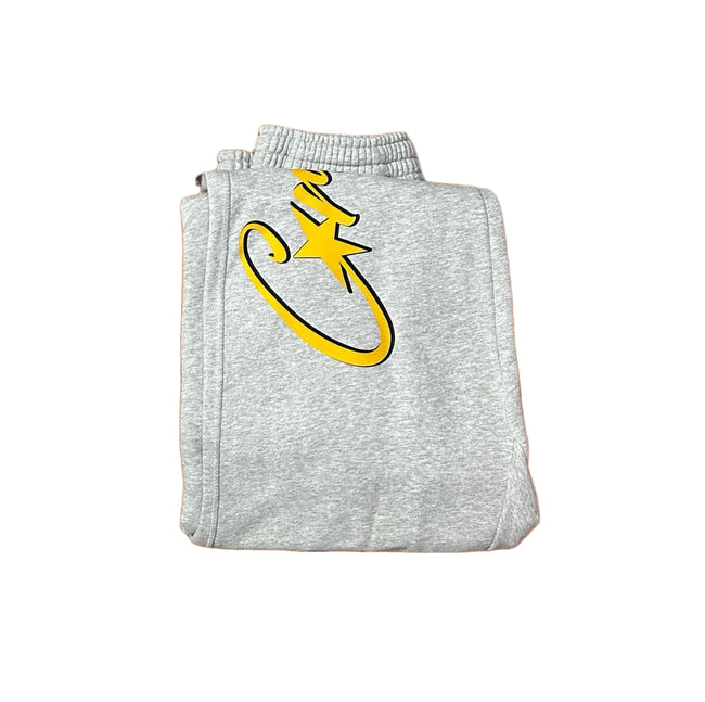 Grey Script Logo Sweatpants – Oversized Streetwear Joggers Hover Image