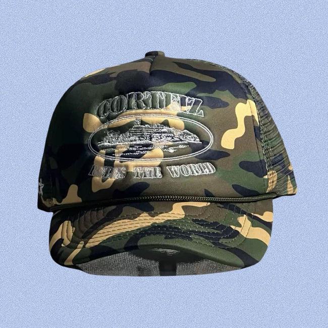 Camo Vintage Trucker Cap | Embroidered Streetwear Hat Hover Image