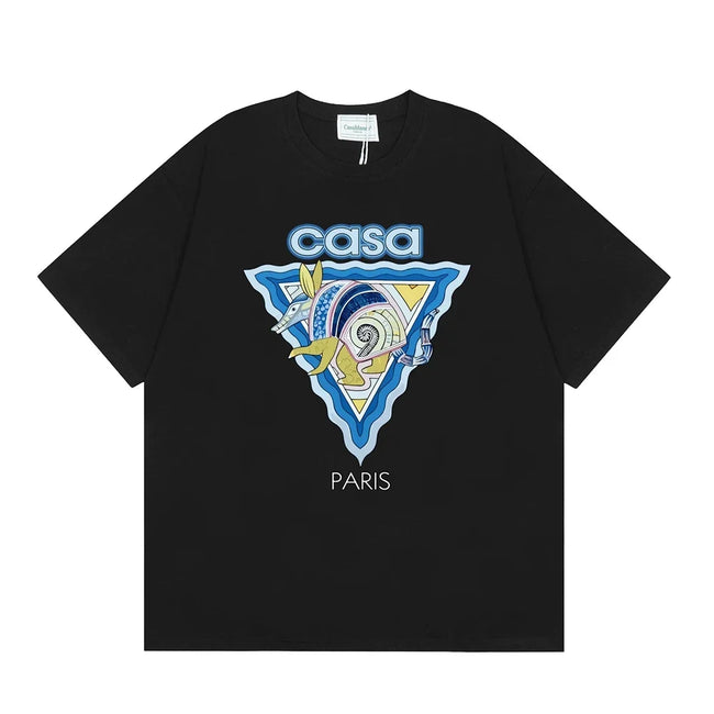 Casablanca Paris Wave & Crocodile Graphic T-Shirt - Black Hover Image