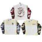 SAINT VANITY Camouflage Spliced Sleeve Fake Two piece Long sleeved T-shirt European and American Trendy