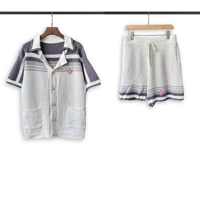 Casablanca Knit Set - White / Grey / Stripe Hover Image