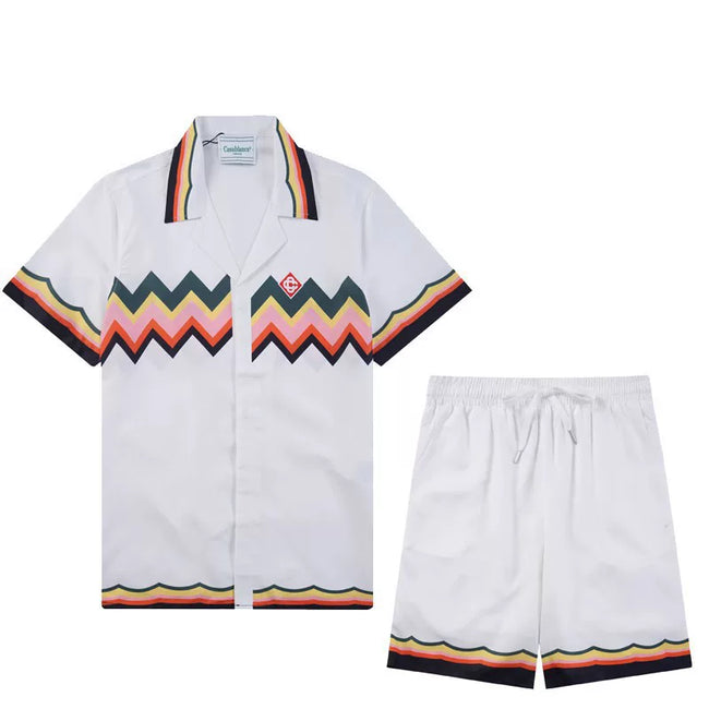 Casablanca Chevron Wave Stripe Set - White / Multi Hover Image