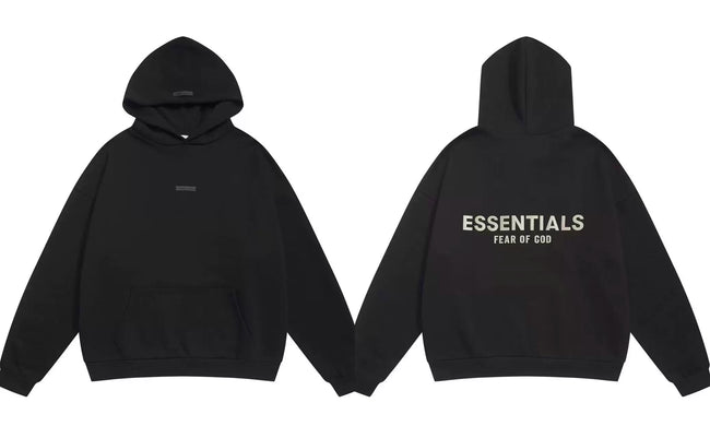 Fog Essentials Bold Contrast Logo Hoodie, Oversized Heavy‑Weight Street‑Wear Pullover Hover Image