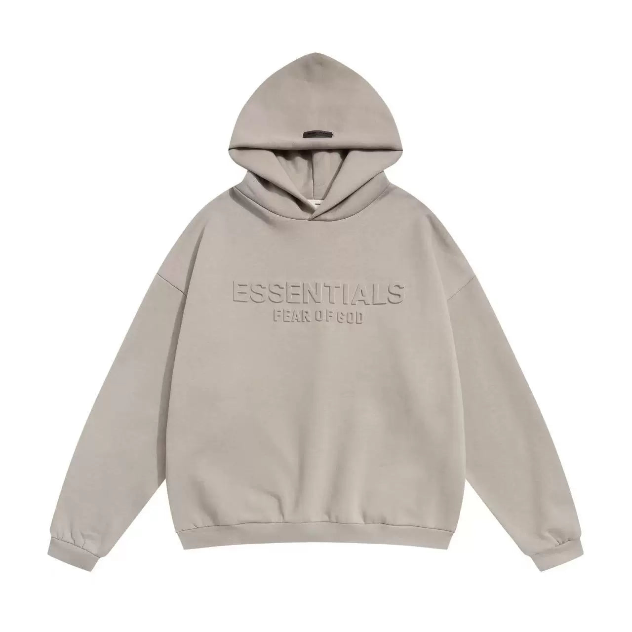 Fog Essentials Embossed Logo Oversized Hoodie, Drop‑Shoulder Front‑Print Pullover Sweatshirt