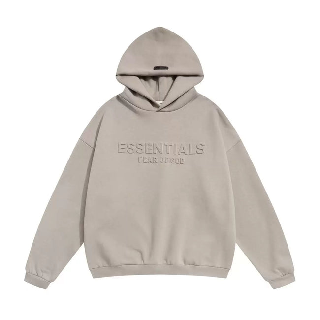 Fog Essentials Embossed Logo Oversized Hoodie, Drop‑Shoulder Front‑Print Pullover Sweatshirt Hover Image