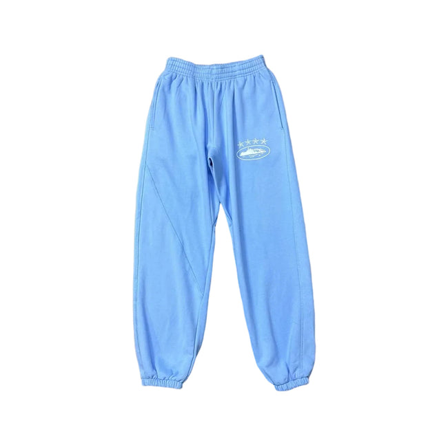 Sky Blue Vintage Graphic Sweatpants – Oversized Streetwear Joggers Hover Image