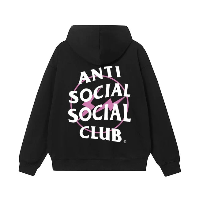 Anti Social Social Club Pink Circle Logo Hoodie - Black/White Hover Image