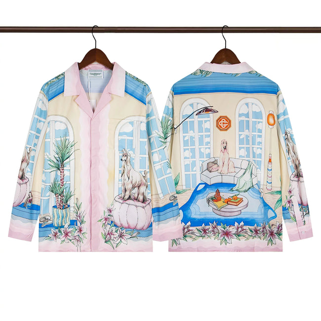 Casablanca Mediterranean Villa & Pool Silk-Style Shirt - Multi Hover Image