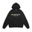 Fog Essentials Black Bold Front Logo Hoodie, Heavy‑Weight Loose‑Fit Casual Hooded Sweatshirt