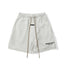 Fog Essentials Off‑White Elastic Waist Brown Drawstring Black Logo Print Casual Street Shorts