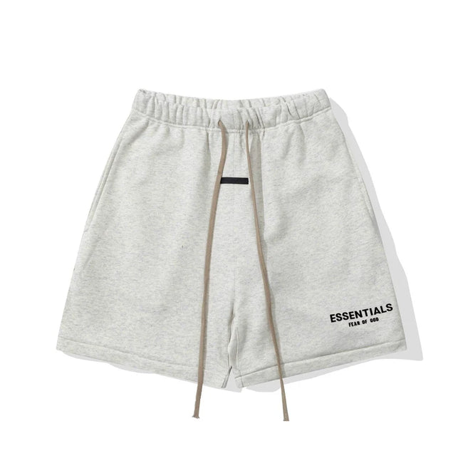 Fog Essentials Off‑White Elastic Waist Brown Drawstring Black Logo Print Casual Street Shorts Hover Image