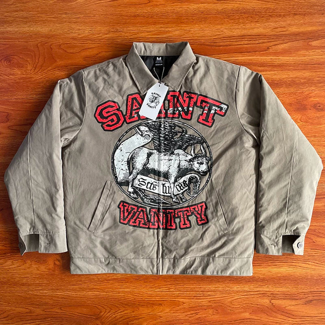 SAINT VANITY Trendy American-style Printed Collared Jacket Coat Main Image