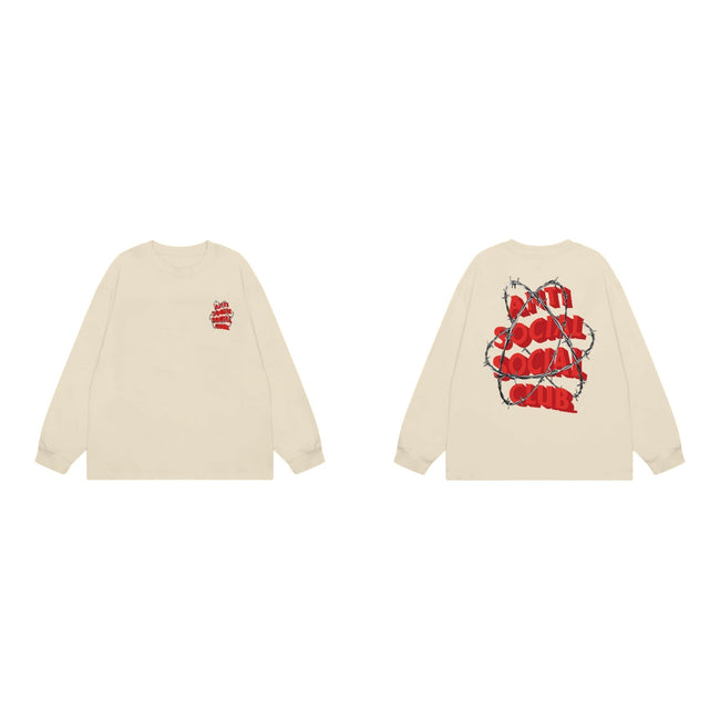Anti Social Social Club Barbed Wire Red Logo Long Sleeve T-Shirt - Cream Hover Image