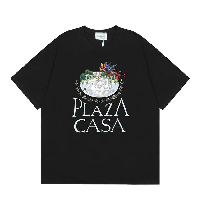 Casablanca Plaza Casa Floral Fountain T-Shirt - Black Hover Image