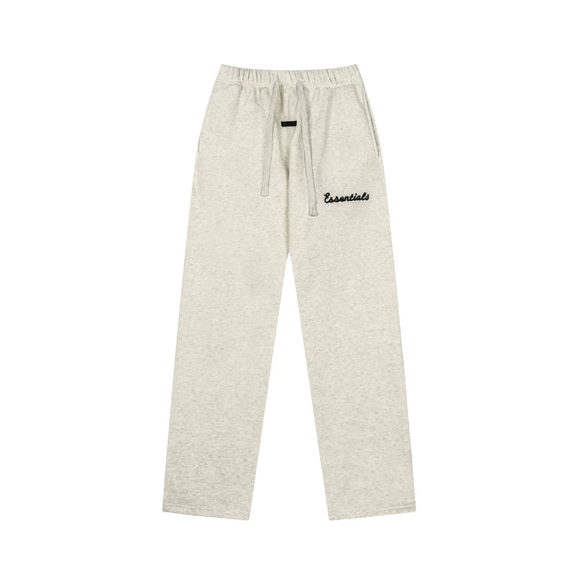 Fog Essentials Oatmeal Heather Straight‑Leg Embroidered Logo Casual Sweatpants Hover Image