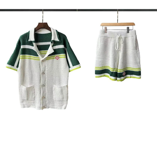 Casablanca Knit Set - White / Green Hover Image