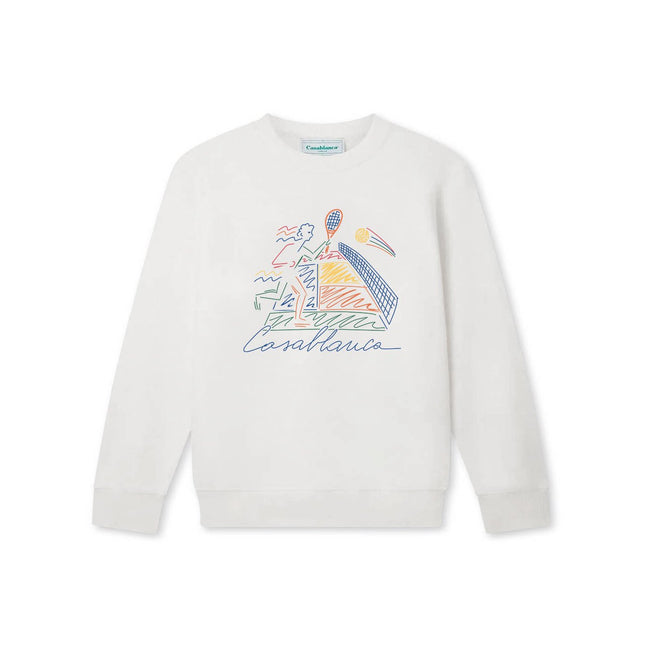 Casablanca Abstract Court Line-Art Sweatshirt - White Hover Image