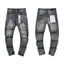 Ripped Blue Paint-Splatter Dark Grey Slim Denim Jeans Streetwear Pants