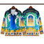 Casablanca Avenida Architectural Arch & Palm Silk-Style Shirt - Navy / Gold
