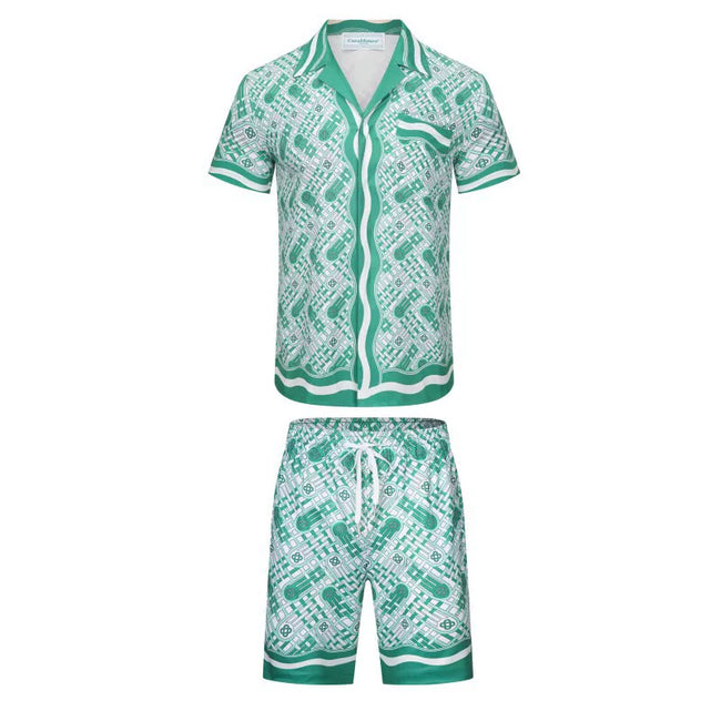 Casablanca Green Architectural Line-Art Set - Green / White Hover Image