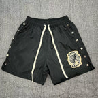 Saint Vanity Embroidered Button-Up Sports Shorts