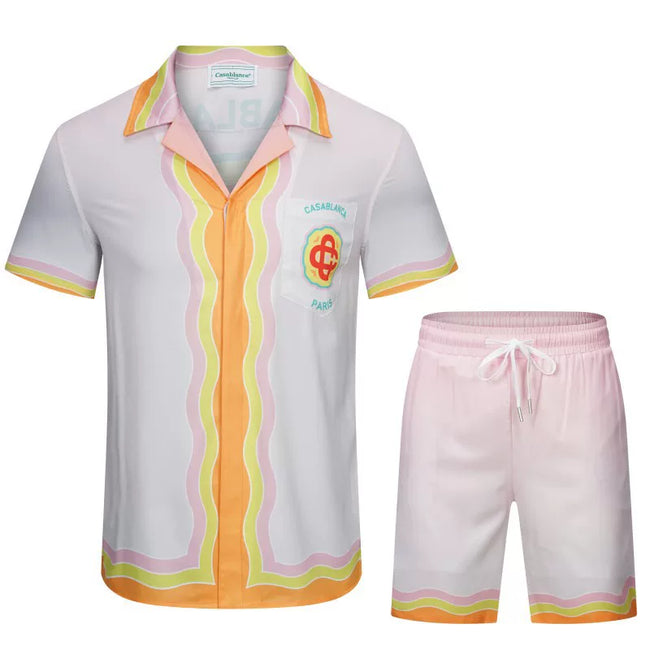 Casablanca Scallop Trim Resort Set - White / Yellow / Pink Hover Image