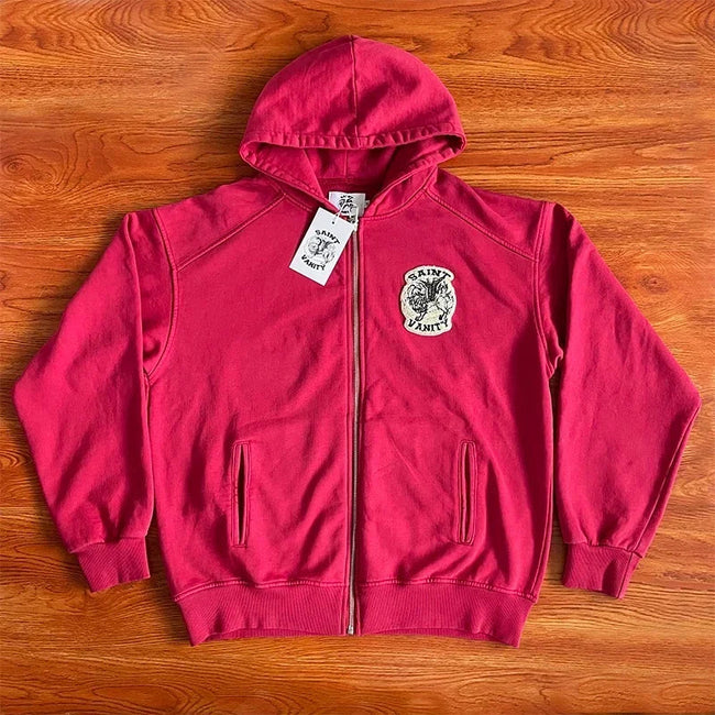 SAINT VANITY Zip Up Hoodie Zipper Embroidery Hoodie Shorts Set Hover Image