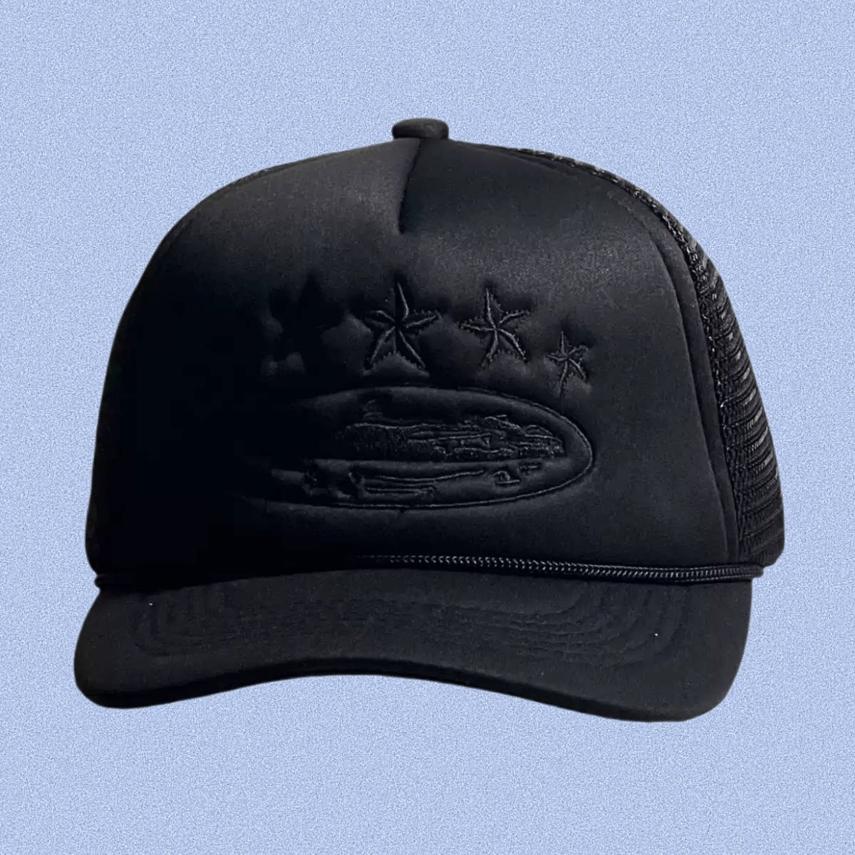 Black Minimal Trucker Cap | Tonal Embroidered Streetwear Hat