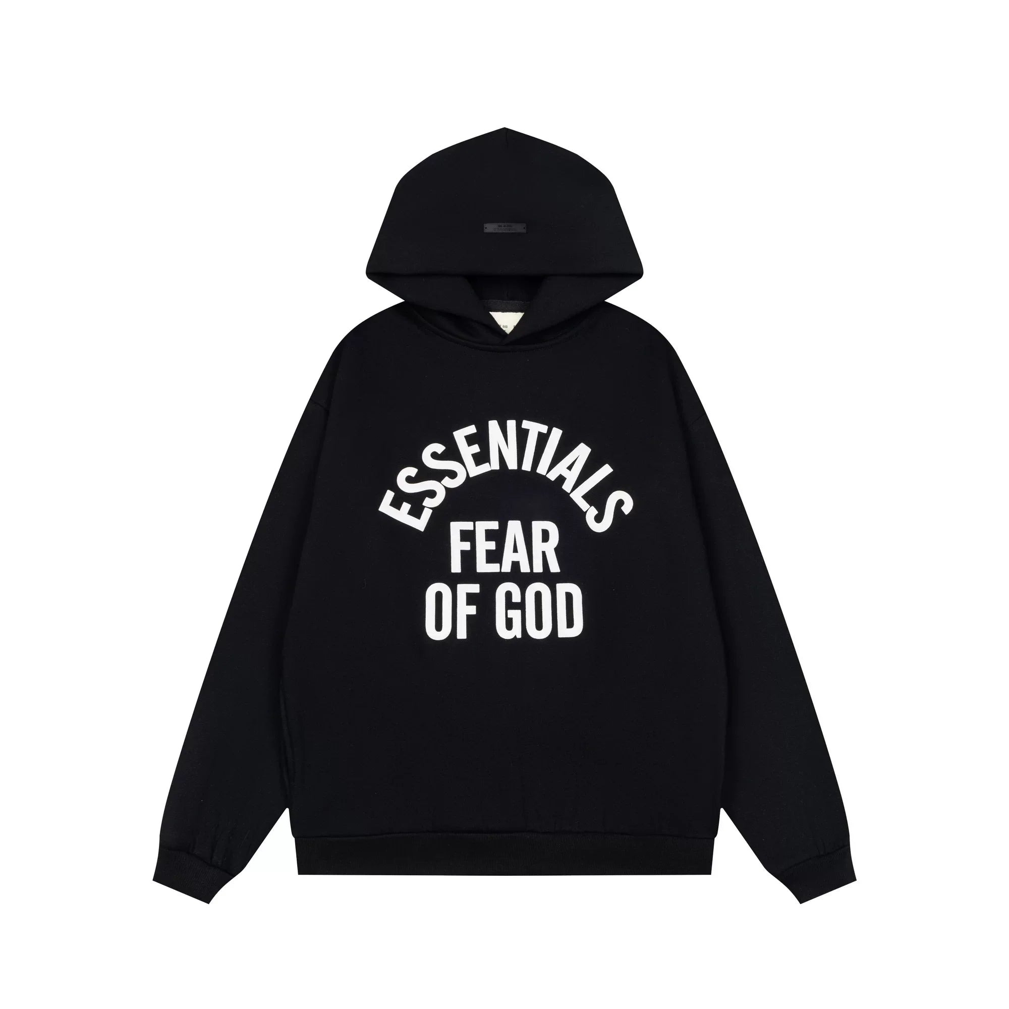 Fog Essentials Classic Black‑White Graphic Print Pullover Hoodie Unisex Street Sweatshirt