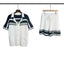 Casablanca Navy Shoulder Stripe Knit Set - White / Navy Blue