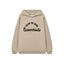 Fog Essentials Minimalist Embroidered Light Khaki Drop‑Shoulder Hooded Sweatshirt