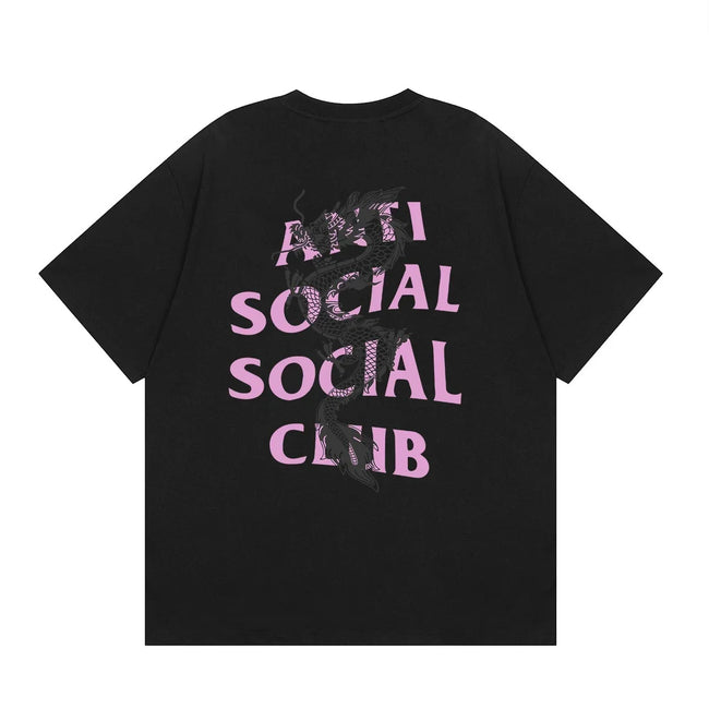Anti Social Social Club Dragon Pink Logo T-Shirt - Black Hover Image