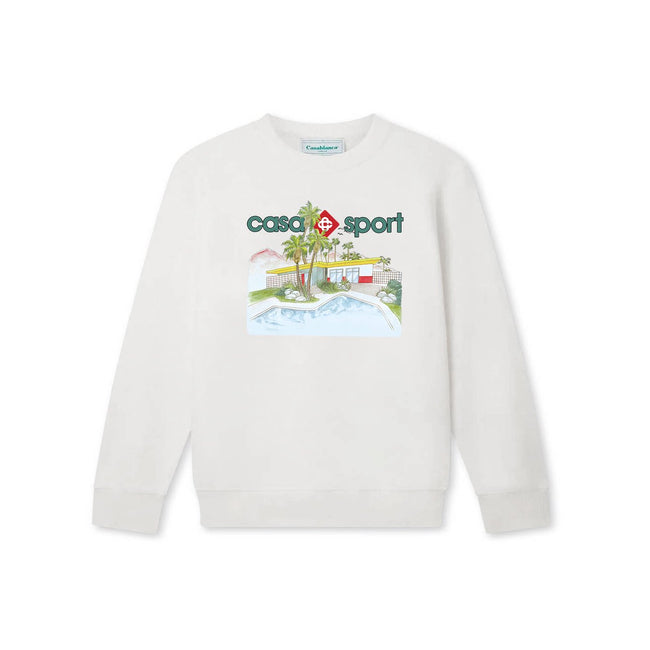 Casablanca Casa Sport Swimming Pool Graphic Sweatshirt - White Hover Image