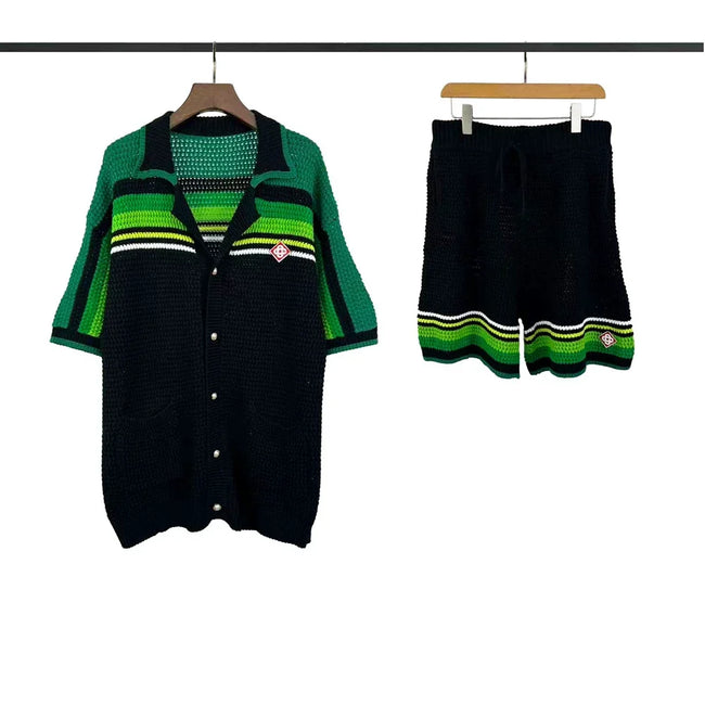 Casablanca Multi-Tone Green Knit Set - Dark Green / Lime / Black Hover Image