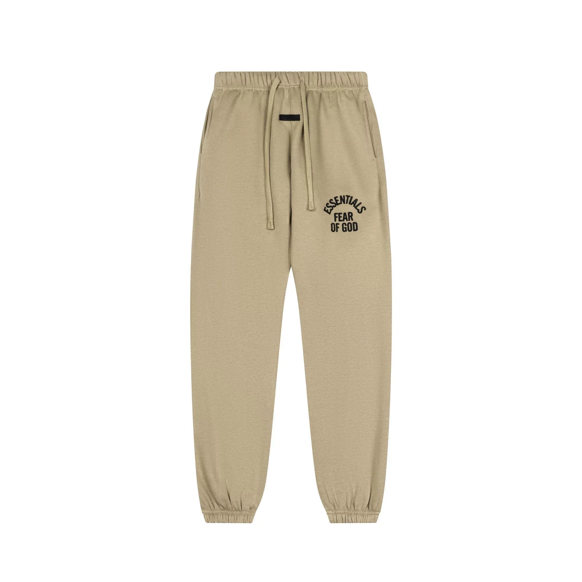 Fog Essentials Khaki Relaxed‑Fit Jogger Pants Elastic Cuff Unisex Casual Street Sweat Trousers