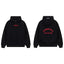 Fog Essentials Black Fleece‑Lined Oversized Pullover Hoodie Arch Red Logo
