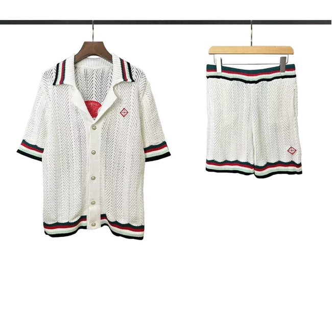 Casablanca Red & Green Tipped Knit Set - White / Red / Dark Green Hover Image
