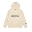 Fog Essentials Cream Off‑White Oversized Hoodie With Black Chest Logo