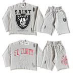 SAINT VANITY Retro Fashion Print Casual Sweatshirt and Shorts Set
