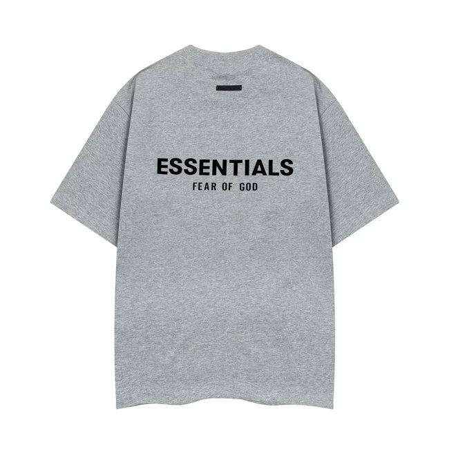Fog Essentials Grey Oversized Logo Print Short‑Sleeve T‑Shirt Daily Street‑Style Top Hover Image