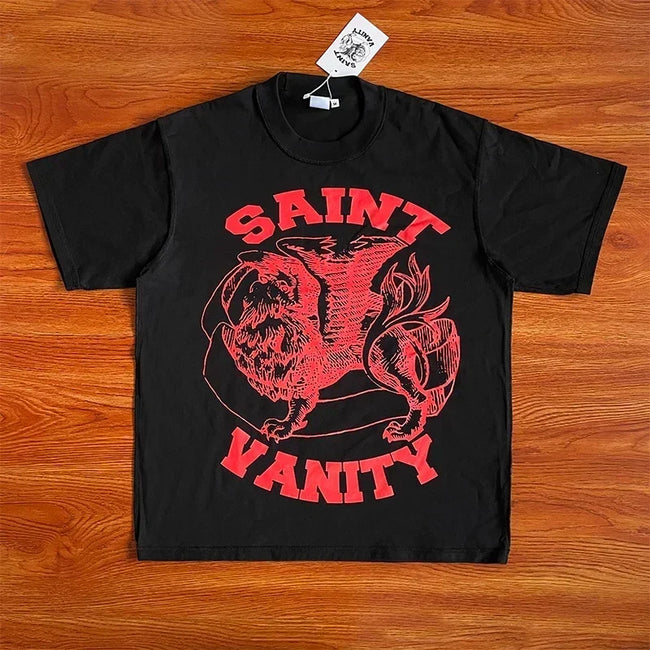 SAINT VANITY ins same style reverse letter printed casual short sleeved T-shirt Hover Image