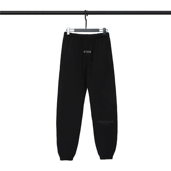 Fog Essentials Black Signature Joggers – Dark Relaxed Fit Hip-Hop Street Style Hover Image