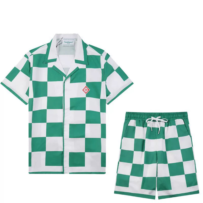 Casablanca Green Checkboard Set - Green / White Hover Image