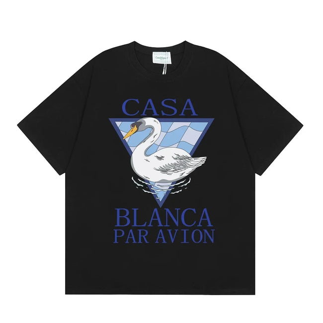 Casablanca Par Avion Swan Graphic T-Shirt - Black Hover Image