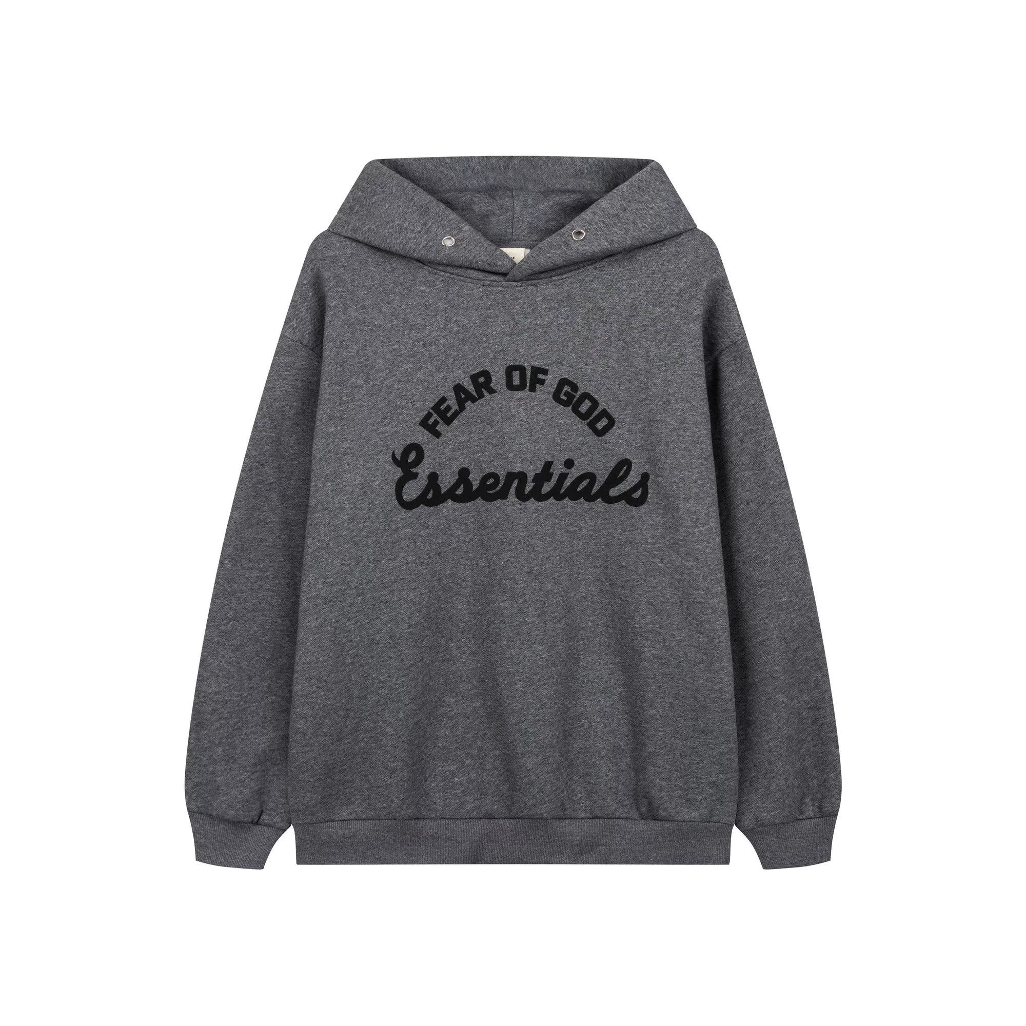 Fog Essentials Dark Heather Grey Oversized Street‑Style Pullover Hoodie